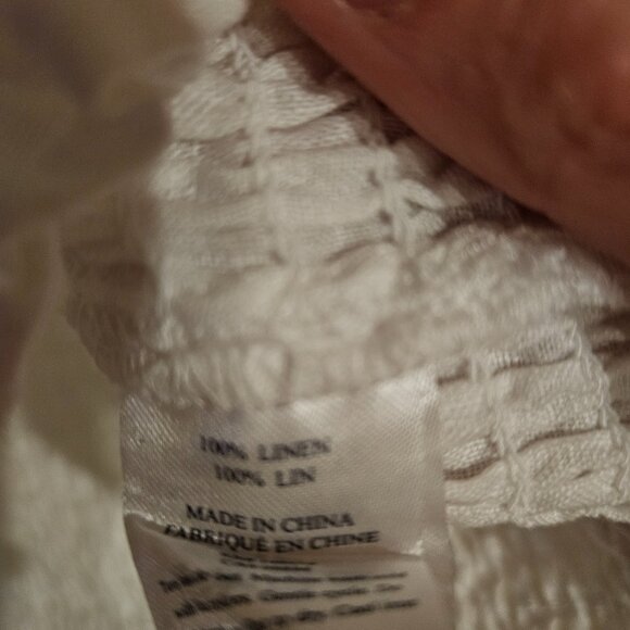 FAHERTY Frankie White Linen Puff Sleeve Square Neck Smocked Crop - Picture 6 of 8